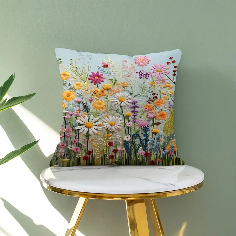 1pc Contemporary Vibrant Floral Throw Pillow Cover image 1