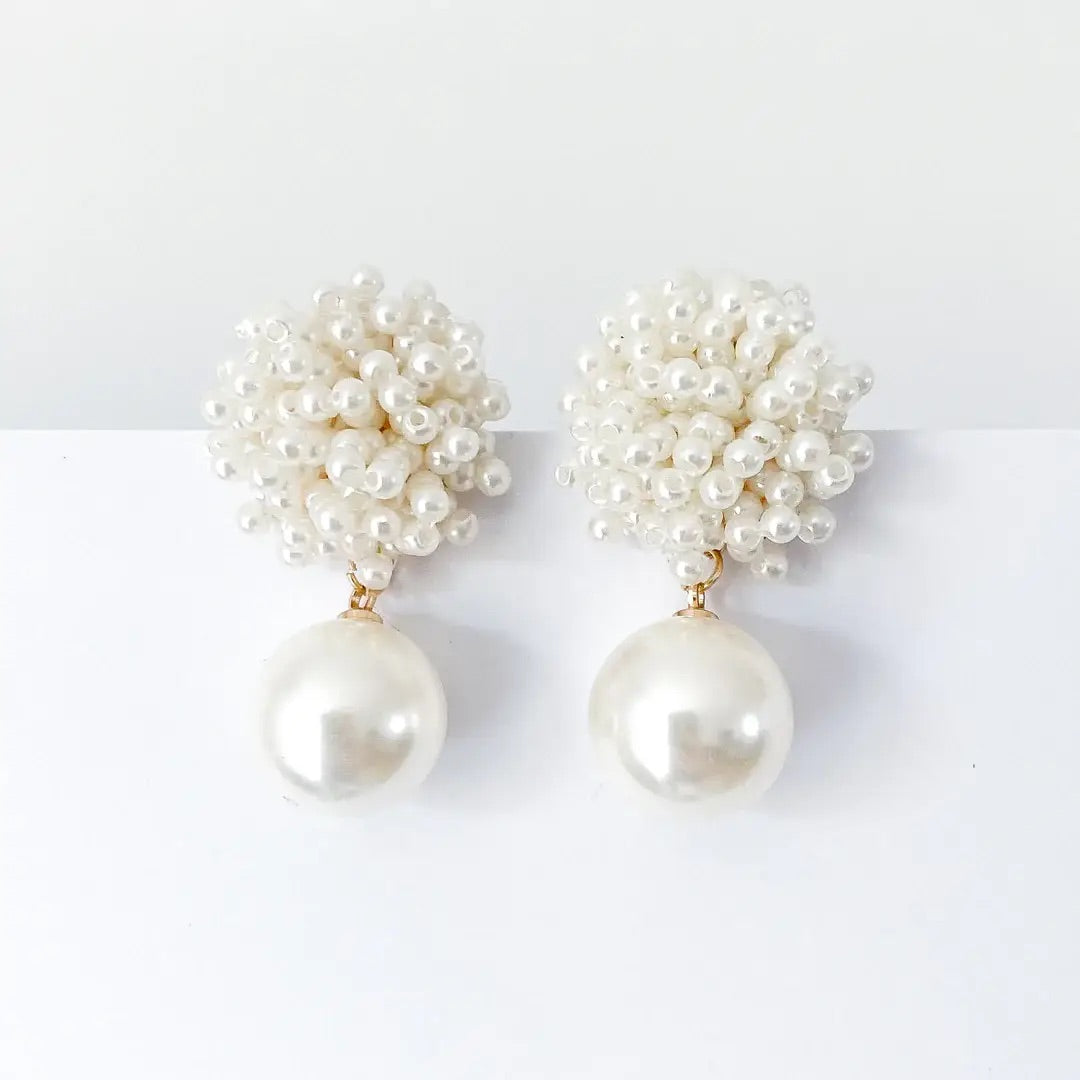 Charlotte Cluster Pearl Earrings Bridal image 0