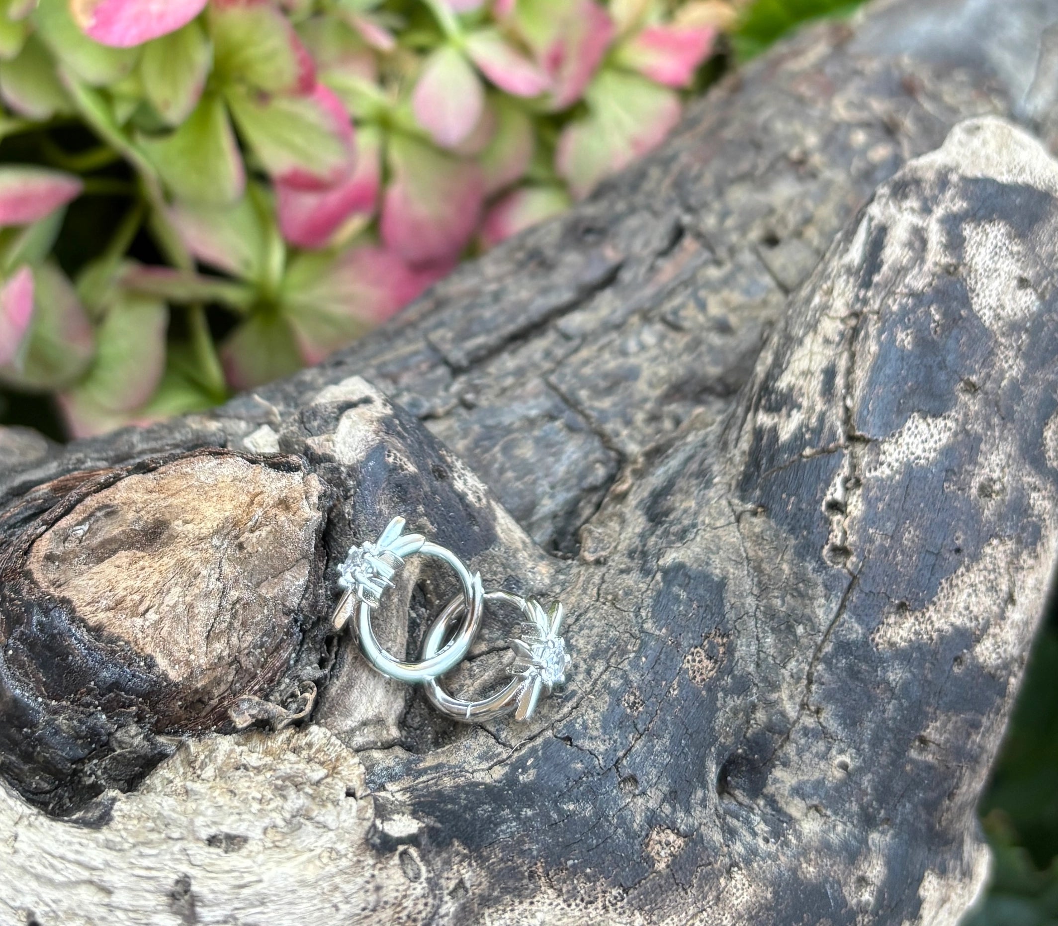 925 Sterling Silver Cubic Zirconia Star Huggie Earrings image 0