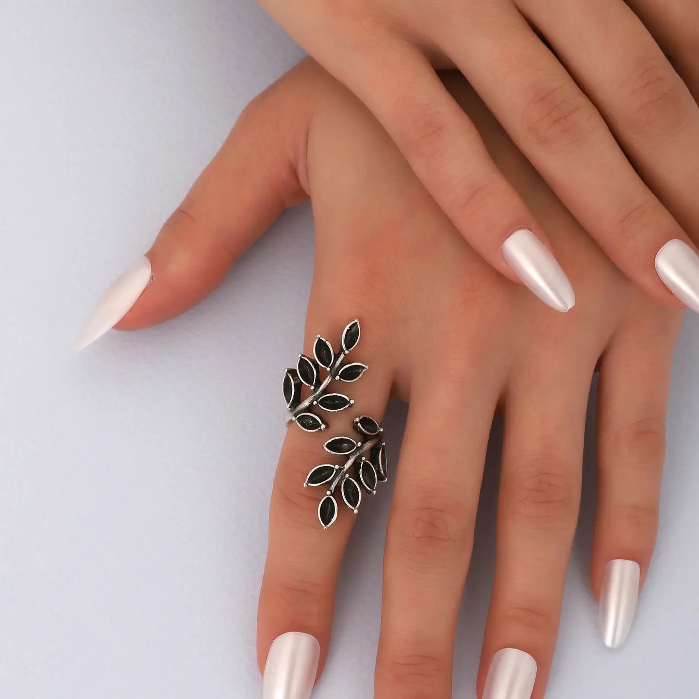 925K Sterling Silver Plated Leaf Ring image 0