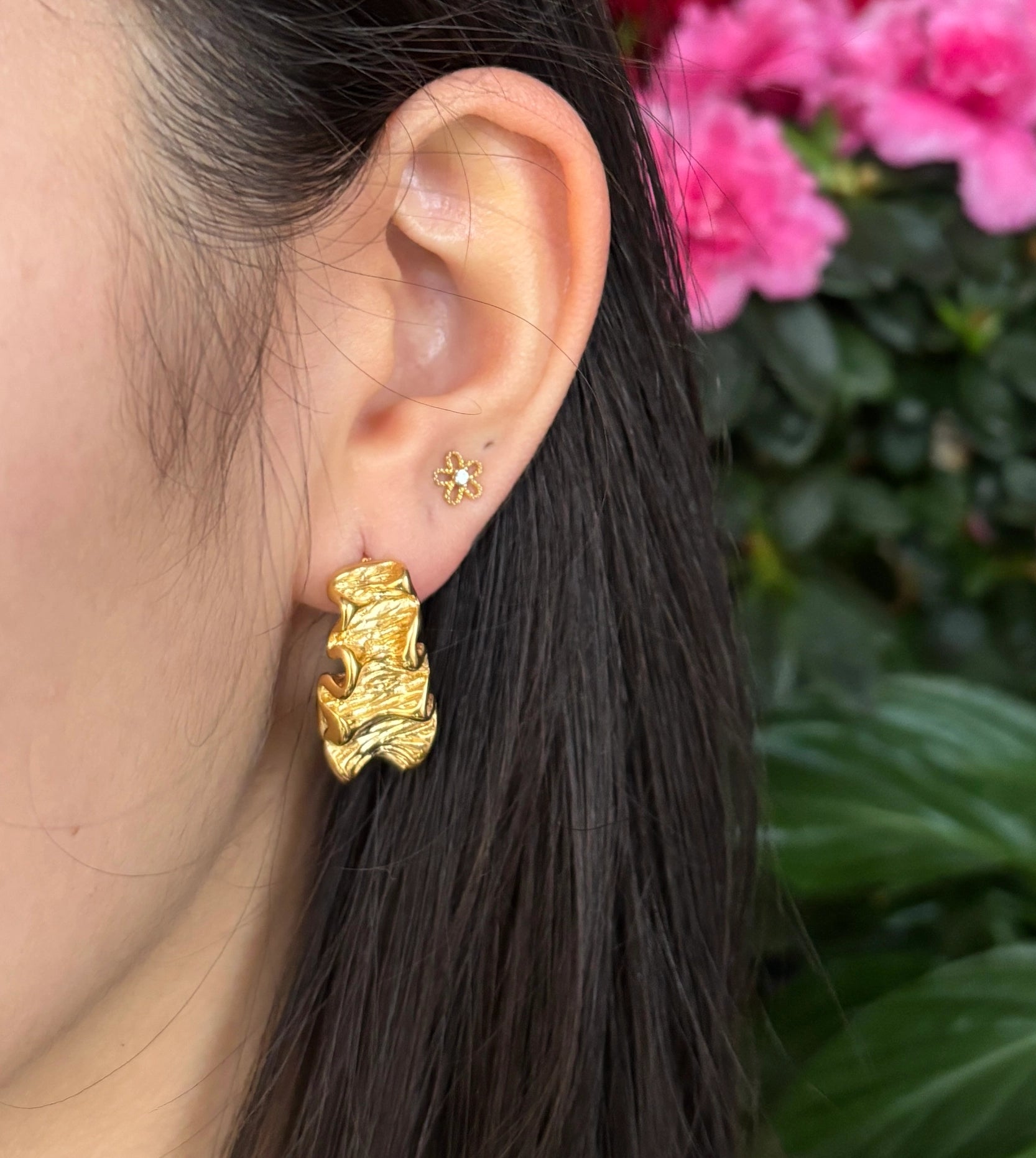 18ct Gold Plated Seaweed Earrings image 1