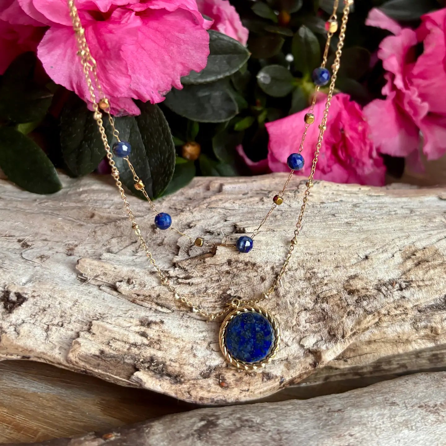 18ct Gold Plated Lapis Lazuli Layered Necklaces image 0
