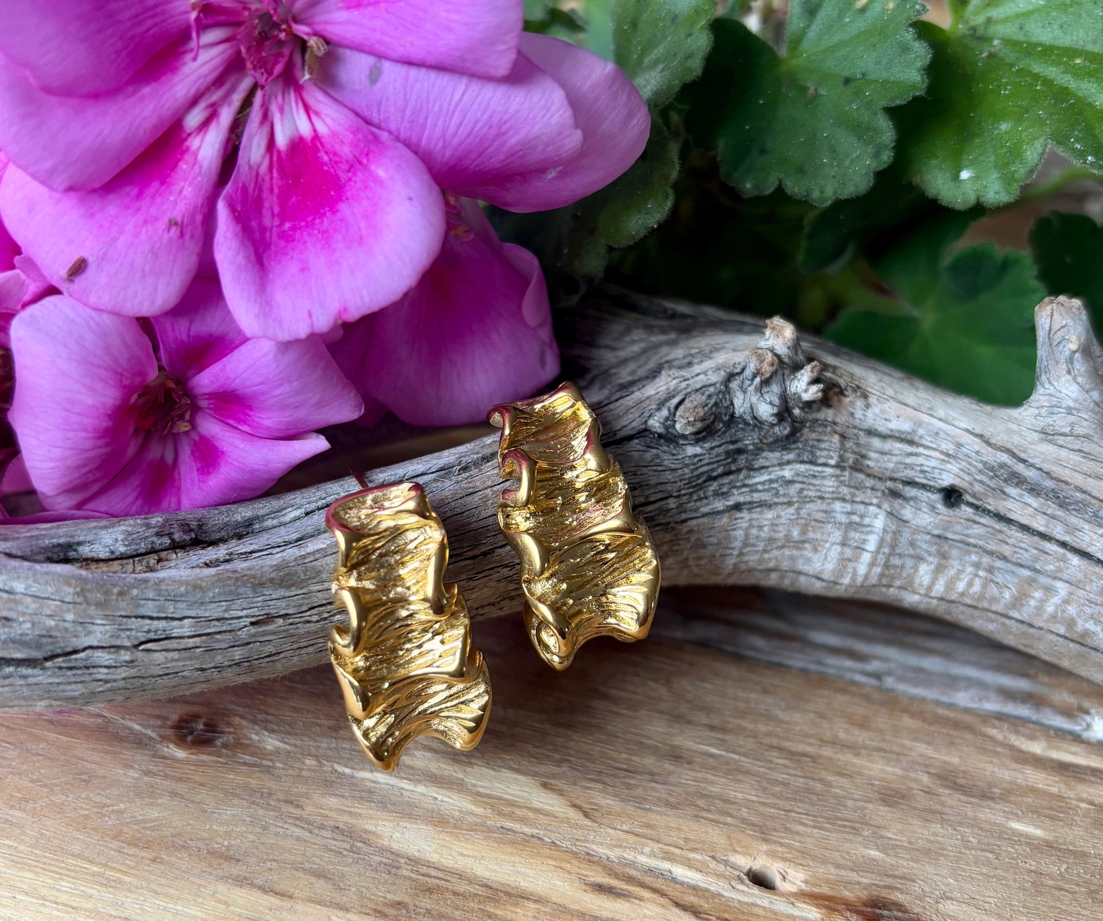 18ct Gold Plated Seaweed Earrings image 0