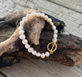 14ct Gold Plated Fresh Water Pearl T Bar Bracelet image 0