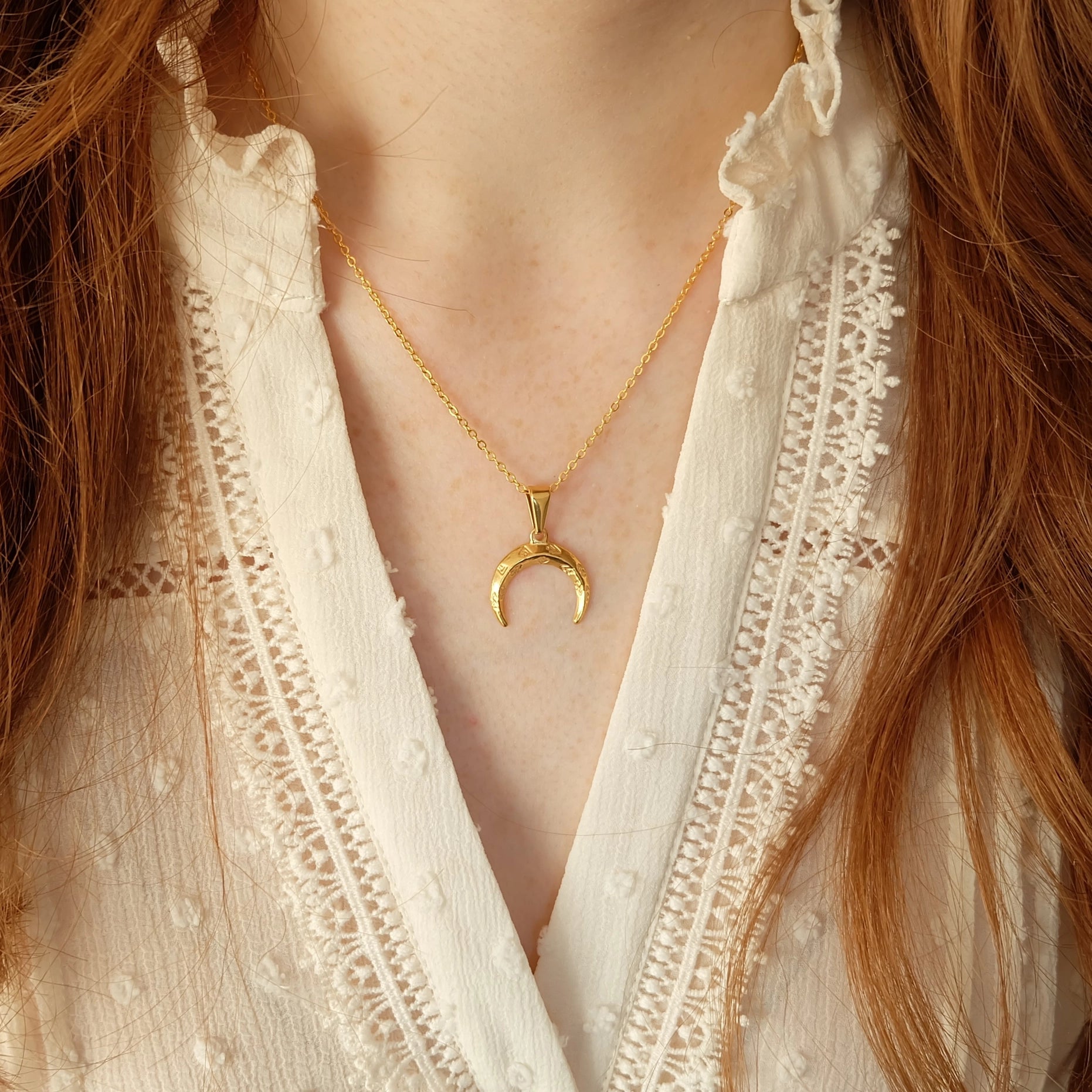 Bohemian Gold Moon Necklace image 1