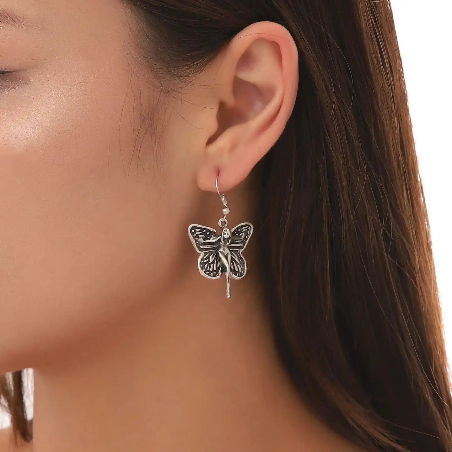 925K Sterling Silver Plated Angel Earrings image 0