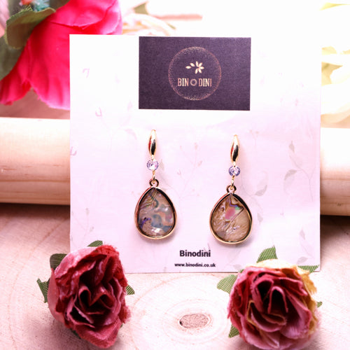 14ct Gold Plated Abalone Drop Earrings image 1