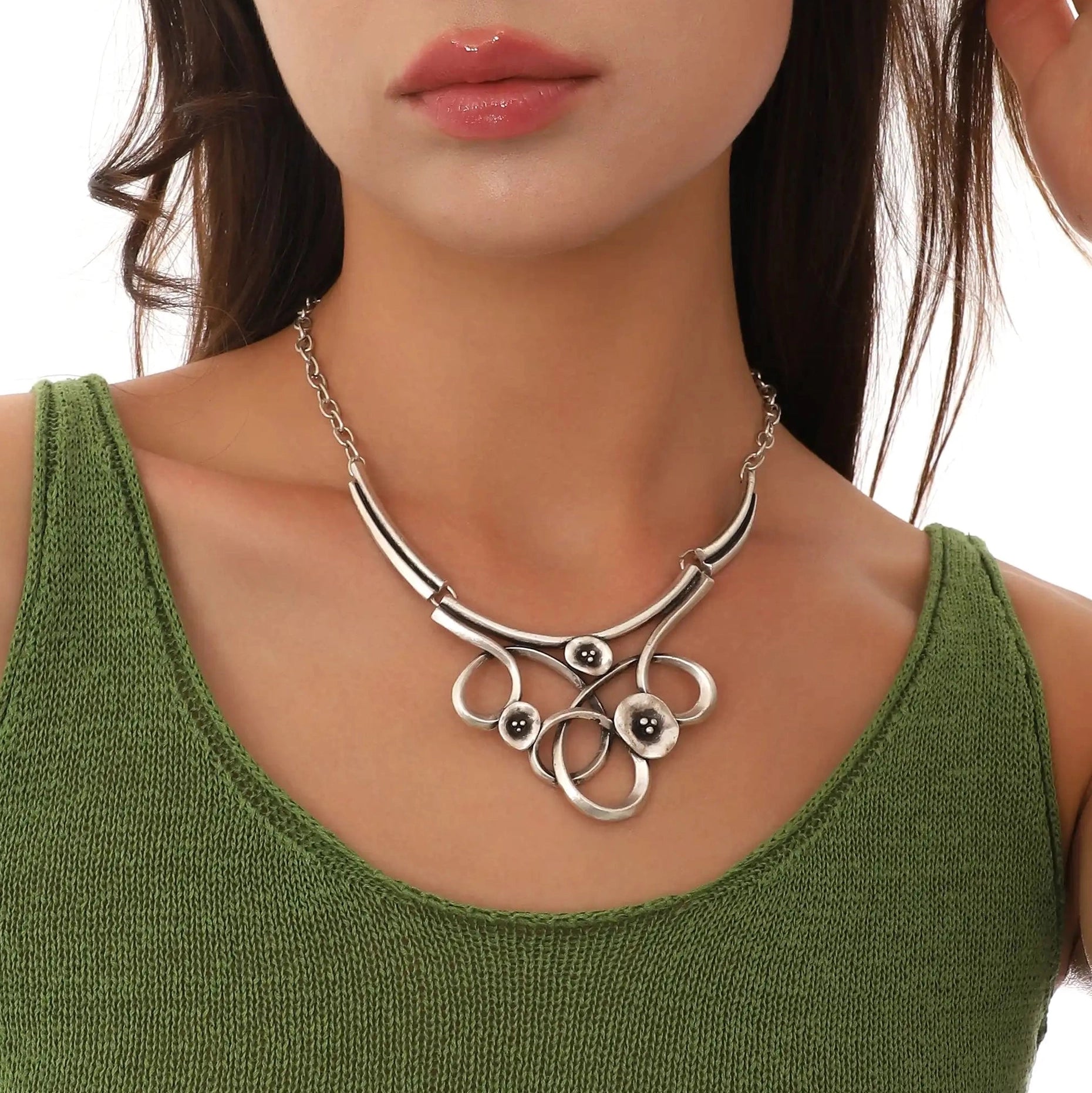 925K Sterling Silver Plated Unique Women Necklace image 1