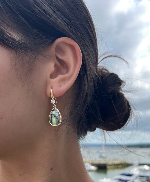 14ct Gold Plated Abalone Drop Earrings image 0